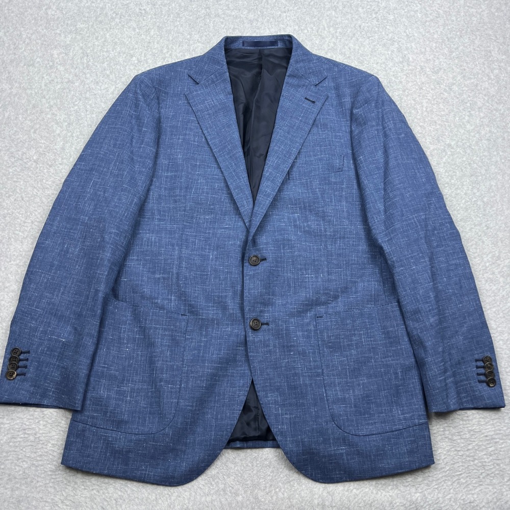 Proper Cloth Sport Coat Mens 44 Regular Blue Wool Linen Stretch Twill Blazer